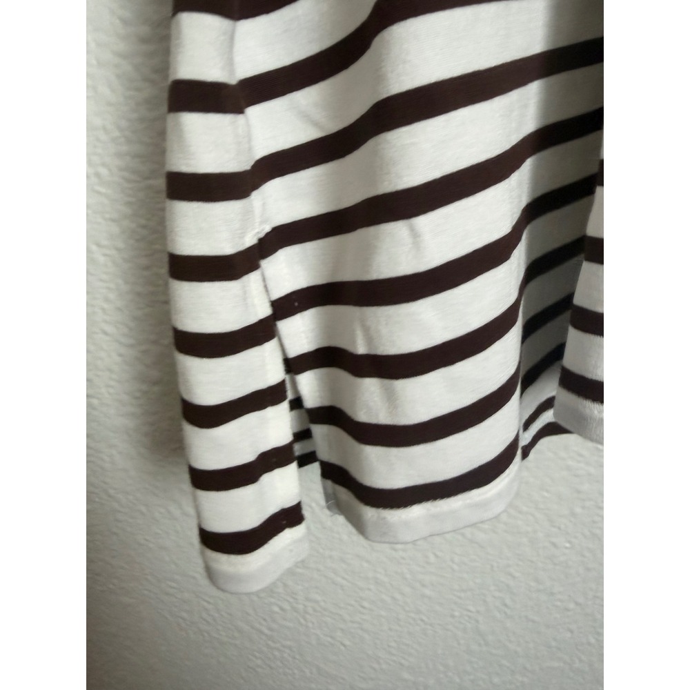 J.Jill Wearever Brown White Striped 3/4 Sleeve Boat Neck Tunic Top Large - Picture 7 of 9
